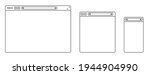 Line browser mockups different devices web window mobile, laptop and tablet screen in internet. Outline browser window. Web browser template. Flat style vector illustration.