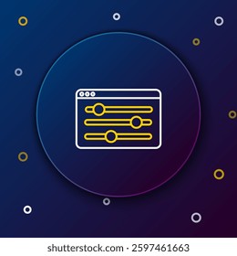 Line Browser setting icon isolated on blue background. Adjusting, service, maintenance, repair, fixing. Colorful outline concept. Vector