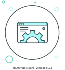 Ícone de configuração do Navegador de Linha isolado no plano de fundo branco. Ajuste, serviço, manutenção, reparação, fixação. Conceito de contorno colorido. Vetor