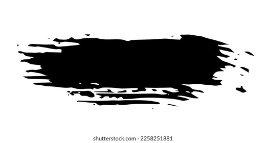 Line brush. Black color stripe isolated on white background. Vintage brush strokes. Hand draw dirty strips. Marker design frame. Grunge texture. Smudged shape. Handmade element. Vector illustration