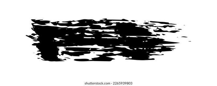 Line brush. Black color stripe isolated on white background. Vintage brush strokes. Hand draw dirty strips. Marker design frame. Grunge texture. Smudged shape. Handmade element. Vector illustration