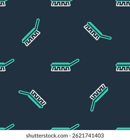 Line Brush for cleaning icon isolated seamless pattern on black background. Cleaning service concept.  Vector