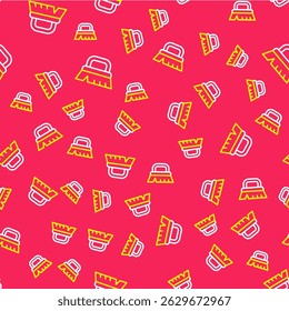 Line Brush for cleaning icon isolated seamless pattern on red background.  Vector