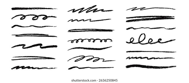 Line brush doodle stroke pencil pen sketch vector texture. Handwritten marker paint chalk paper cross, grunge draw emphasis. Scribble crayon pencil stroke doodle underline shape. Vector illustration