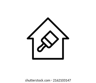 Line brush icon isolated on white background. Outline symbol for website design, mobile application, ui. Paint pictogram. Vector illustration, editorial stroсk. 