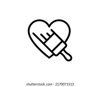 Icono de pincel de línea aislado en fondo blanco. Símbolo de esquema para diseño de sitio web, aplicación móvil, ui. Pintar pictograma. Ilustración vectorial, с editorial k. 