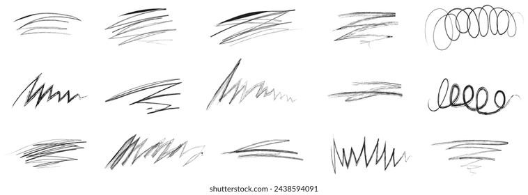 Line brush marker, pen, pencil stroke vector. Black line brush marker scribble sketch underline. Hand drawn doodle pencil scratch mark. Scrawl texture underline effect. Vector  illustration. EPS 10