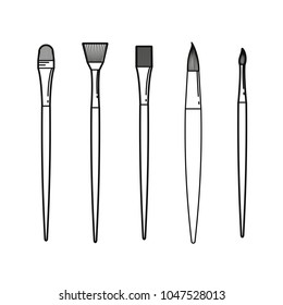 Line brushes icons set vector illustration for oil, acrylic, watercolors