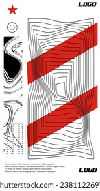 line brutalism style with red theme