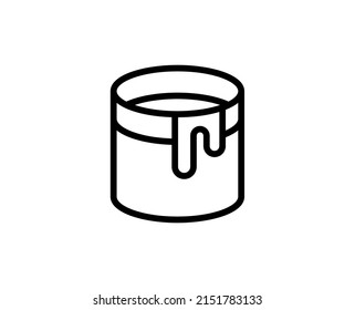 Line bucket icon isolated on white background. Outline symbol for website design, mobile application, ui. Paint pictogram. Vector illustration, editorial stroсk. 