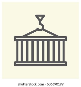 Line building, architecture icon with background. Vector illustration.