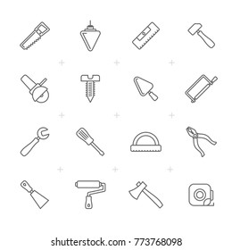 Line Building and Construction Tools icons - Vector Icon Set
