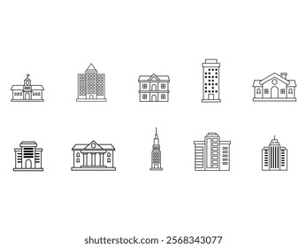 Line Building Design Element Set