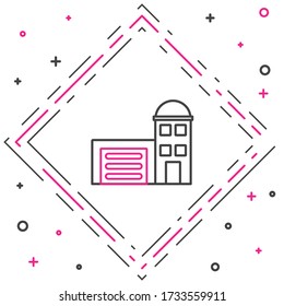 Icono de construcción de líneas de la estación de fuego aislado en fondo blanco. Edificio del departamento de bomberos. Concepto de esquema colorido. Ilustración vectorial