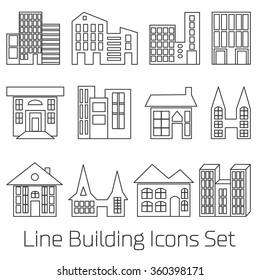 line Building Icons Set