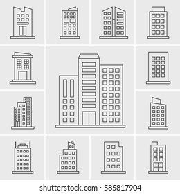 Line Building Icons Vector set