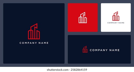 Line building logo design template