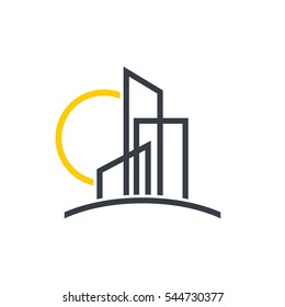 Line Building Real Estate Logo Template Illustration Design. Vector EPS 10.