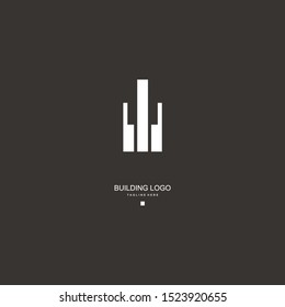 Line buildings logo template. Abstract real estate vector design.