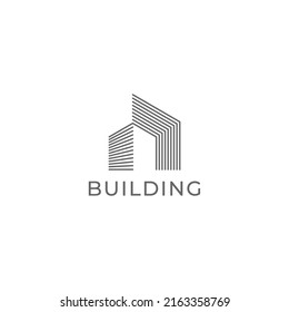 Line buildings logo template. Abstract commercial real estate vector design