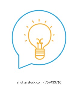 line bulb idea inside chat bubble message