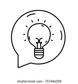 line bulb idea inside chat bubble message