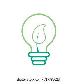 line bulb with leaf inside to ecological symbol