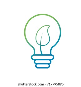 line bulb with leaf inside to ecological symbol