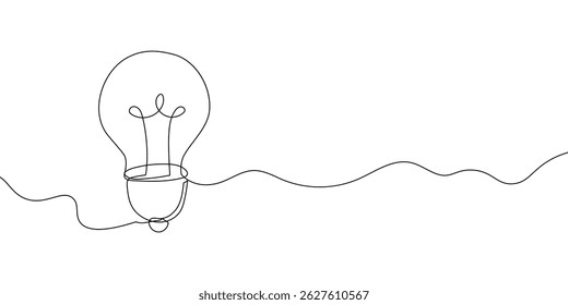 line bulb light lightbulb icon continuous one art doodle outline. sketch line bulb lamp vector journey business idea paper plane education concept single startup design logo start up illustration hand