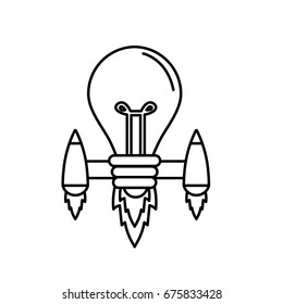 line bulb with thrusters to creative idea