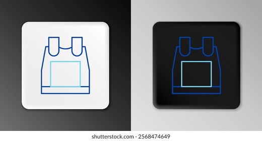 Line Bulletproof vest for protection from bullets icon isolated on grey background. Body armor sign. Military clothing. Colorful outline concept. Vector