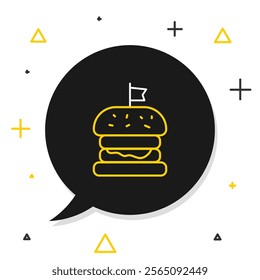 Line Burger icon isolated on white background. Hamburger icon. Cheeseburger sandwich sign. Fast food menu. Colorful outline concept. Vector