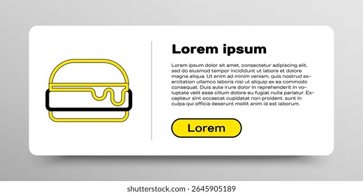 Ícone Line Burger isolado no fundo branco. Ícone Hamburger. Sinal de sanduíche Cheeseburger. Cardápio de fast food. Conceito de contorno colorido. Vetor