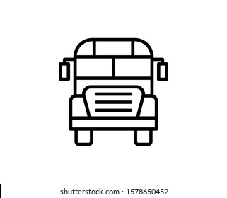 Line Bus icon isolated on white background. Outline symbol for website design, mobile application, ui. Bus pictogram. Vector illustration, editorial stroke. Eps10