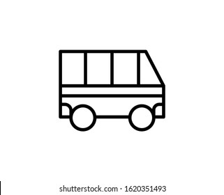 Line Bus icon isolated on white background. Outline symbol for website design, mobile application, ui. Bus pictogram. Vector illustration, editorial stroke. Eps10