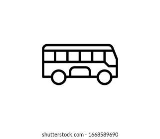 Line Bus icon isolated on white background. Outline symbol for website design, mobile application, ui. Bus pictogram. Vector illustration, editorial stroke. Eps10