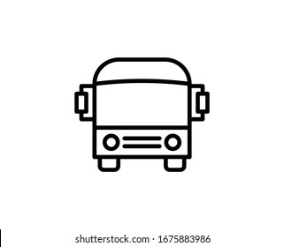 Line Bus icon isolated on white background. Outline symbol for website design, mobile application, ui. Bus pictogram. Vector illustration, editorial stroke. Eps10