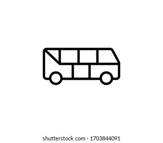 Line Bus icon isolated on white background. Outline symbol for website design, mobile application, ui. Bus pictogram. Vector illustration, editorial stroke. Eps10