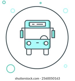 Line Bus icon isolated on white background. Transportation concept. Bus tour transport sign. Tourism or public vehicle symbol. Colorful outline concept. Vector