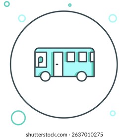 Line Bus icon isolated on white background. Transportation concept. Bus tour transport sign. Tourism or public vehicle symbol. Colorful outline concept. Vector