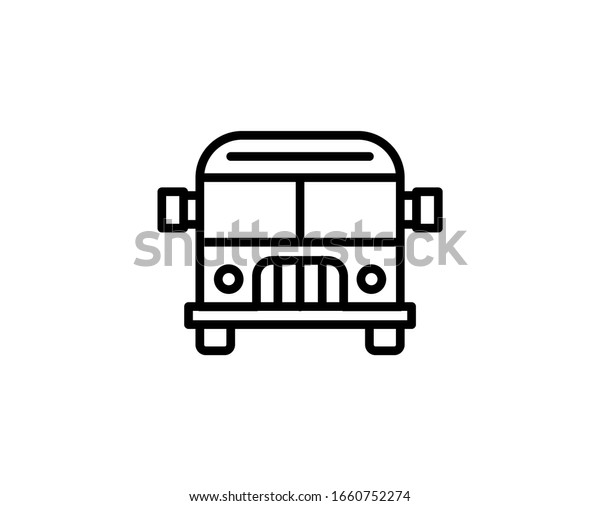 Line Bus icon isolated on white\
background. Outline symbol for website design, mobile application,\
ui. Bus pictogram. Vector illustration, editorial stroke.\
Eps10