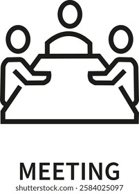 Line Business Icon of Meeting black color.