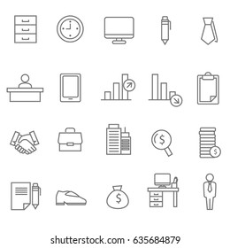 Line business icons set of 20