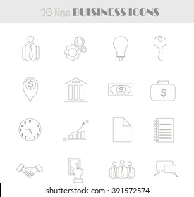 Line business icons. Thin black lines on white background, illustration, vector