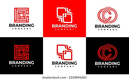 Line business initial C O OC CO logo branding. Simple letter CO logo design.