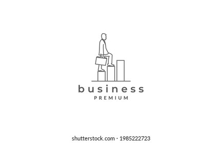 line business man on stairs logo symbol vector icon illustration graphic design