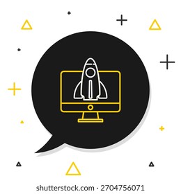Icono de concepto de proyecto de inicio de negocio aislado sobre fondo blanco. Símbolo de nuevos negocios, emprendimiento, innovación y tecnología. Concepto de contorno colorido. Vector