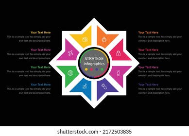 Line business steps thinking strategy management graphics designColorful five labels transparency infographic. 8
