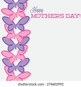 Line of butterflies Mother's Day card in vector format.