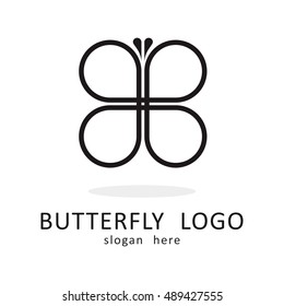 LINE BUTTERFLY TEMPLATE LOGO ICON